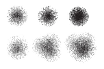 Paint spray noise of grains or brush dust and black sand particles, vector abstract shape effect. Wavy spray paint in graffiti ink style with grainy noise texture of black dots and rough dust. SVG
