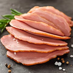Delicious Sliced Smoked Ham with Rosemary and Spices