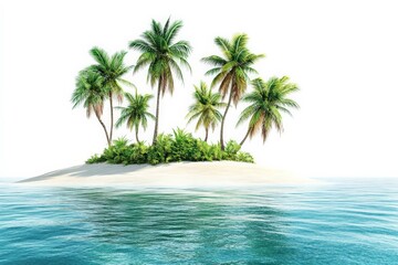 a small island with palm trees in the ocean cutout for summer beach cocktail club party flyer design isolated on white background