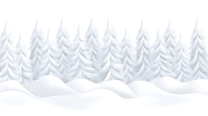 Fototapeta premium Snowy Winter Forest Seamless Border.