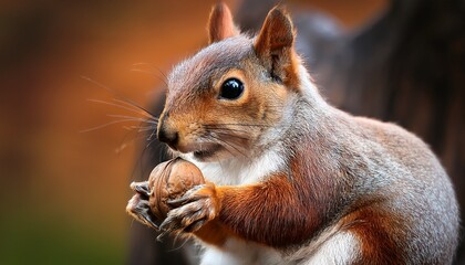 Obraz premium a squirrel holding a nut
