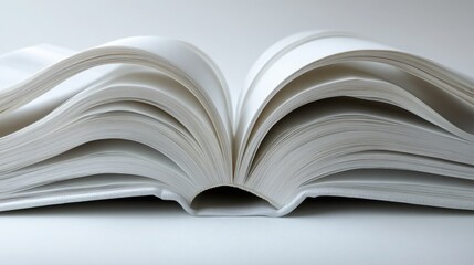 Fototapeta premium Open Blank Book with Pages Spread on a Simple White Surface