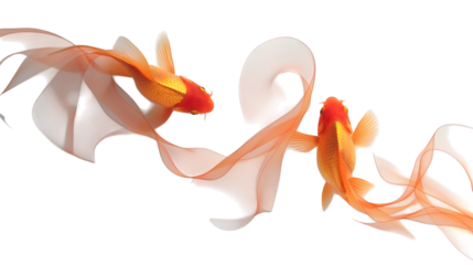 Goldfish with flowing fins on a white background isolated