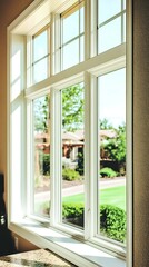 Fototapeta premium Sunny Suburban Home Window View.