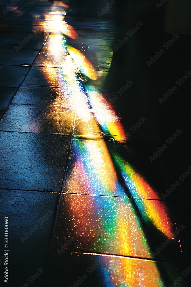 Poster abstract background featuring diagonal lines with holographic effects in a dynamic navy blue and yel