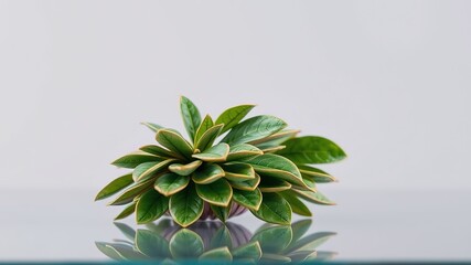 Fototapeta premium Emerald Clutch, Lush Leaves, Glass Reflections, Lavender Haze