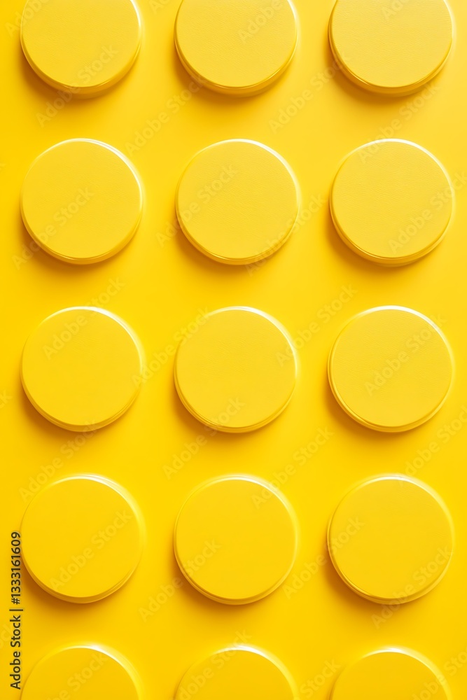 Poster holographic circles on a vibrant golden yellow backdrop with a futuristic glow and abstract gradient