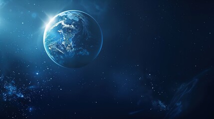 Obraz premium Blue_technology_Earth_planet_starry_sky_gradient