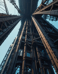 Obraz premium Skyward Giants – Stunning Skyscraper Illustrations from a Ground Perspective