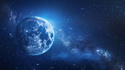 Obraz premium Blue_technology_Earth_planet_starry_sky_gradient