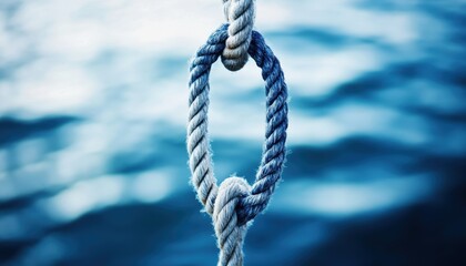 Arafed rope with a knot dangling at its end, showcasing texture and detail.