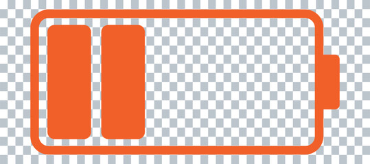 Low to Medium Battery Icon – Orange Outline Vector for Mobile, Tech, and Power Indicators