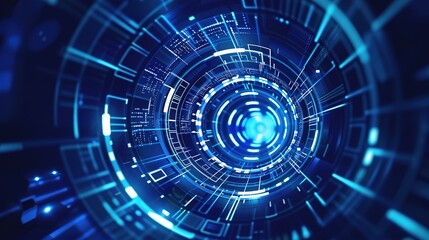 Fototapeta premium Blue_technology_sense_circular_ring_circular_disk_