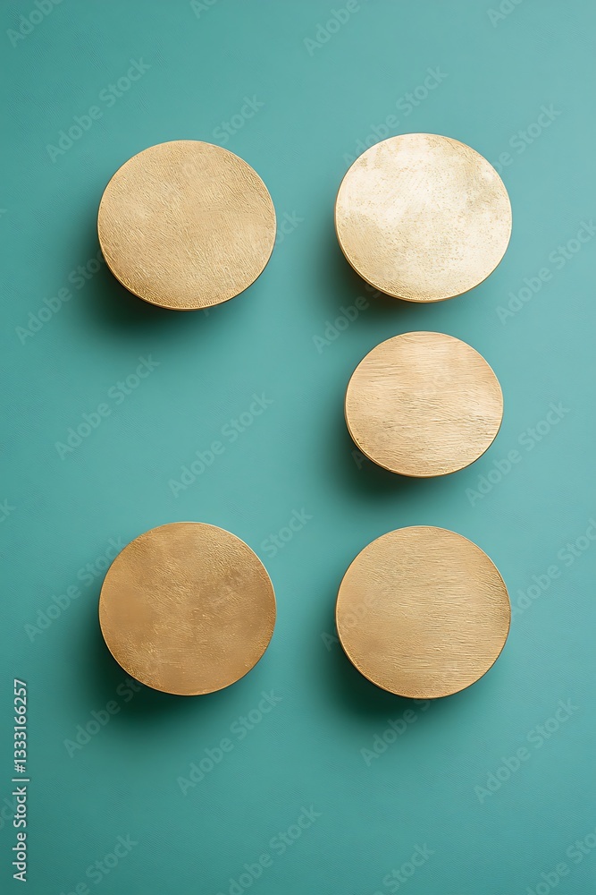 Poster abstract holographic circles floating on a teal background with gentle light transitions