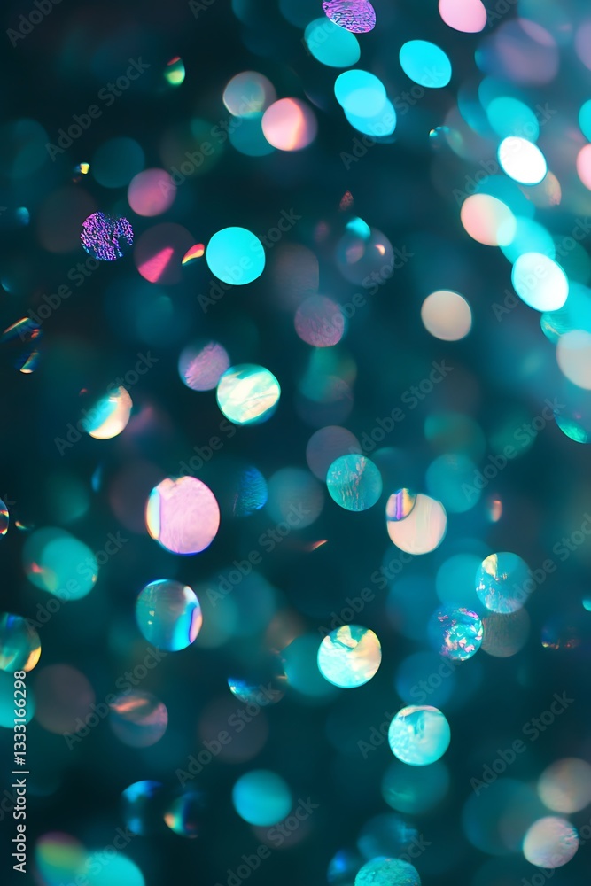 Aufkleber abstract holographic circles floating on a teal background with gentle light transitions