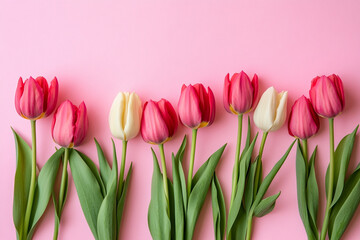 Fototapeta premium pink tulips on a white background