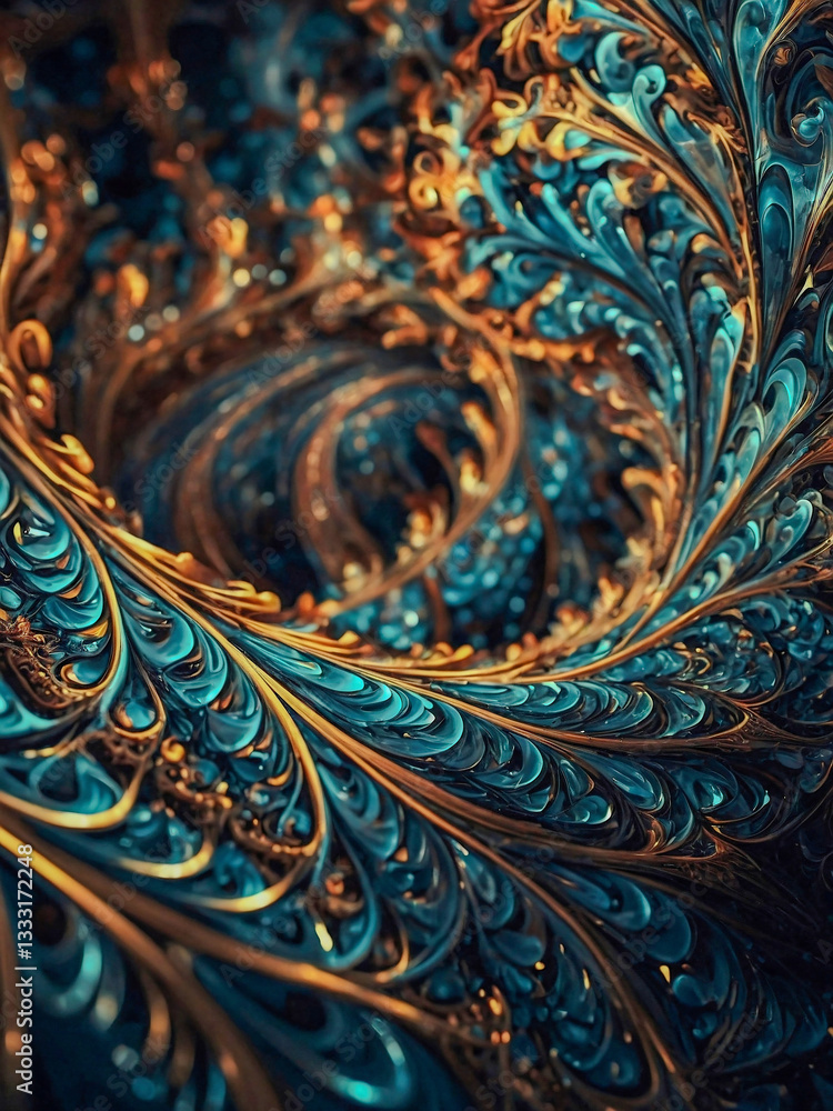 Poster intricate fractal designs forming an abstract image