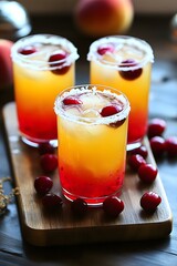 Cranberry Peach Sunset Cocktails Festive Drinks Photography