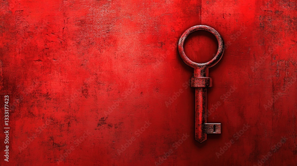 Poster Grunge Red Texture Background with Abstract Key Design Element