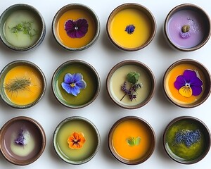 Edible Flower Dessert Cups for Flatlay.