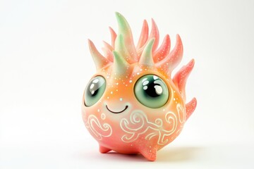 Obraz premium Adorable orange creature with spiky hair, big eyes, and a sweet smile.