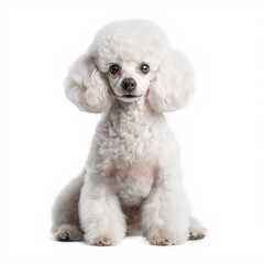 Adorable White Fluffy Poodle: Happy, Well-Groomed Canine Companion