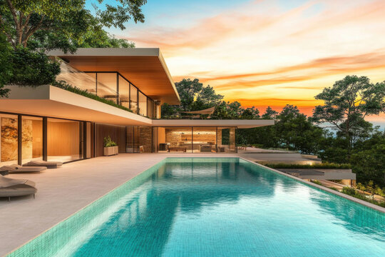 Self-built villa features modern design and stunning suspended roof pool