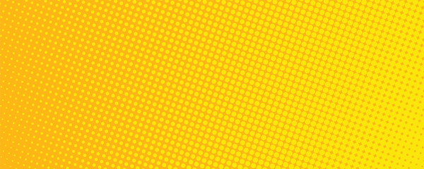 Yellow halftone pattern. Retro comic gradient background. Bright orange pixelated dotted texture overlay. dots vector ilustration
