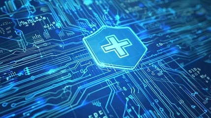 Background_of_Blue_Technology_Medical_Shield_Display