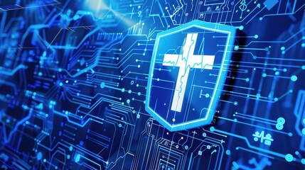 Background_of_Blue_Technology_Medical_Shield_Display