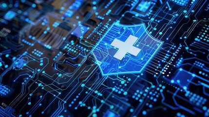 Background_of_Blue_Technology_Medical_Shield_Display