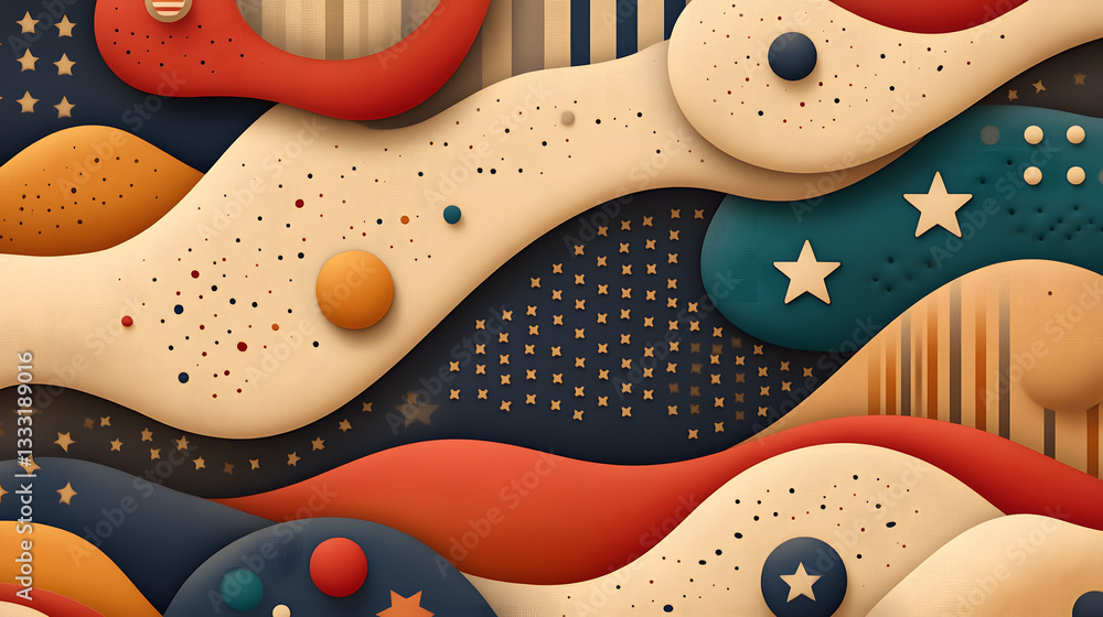 Poster abstract background with colorful shapes and patterns in textures