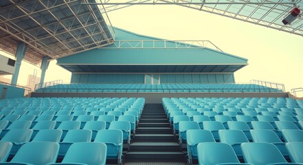 Fototapeta premium Empty Stadium Seats Under Covered Roof.
