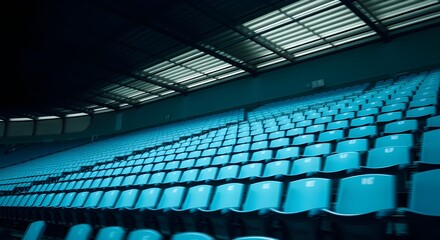Empty Stadium Seats Under Covered Roof.