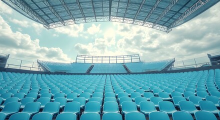 Naklejka premium Empty Stadium Seats Under Covered Roof.