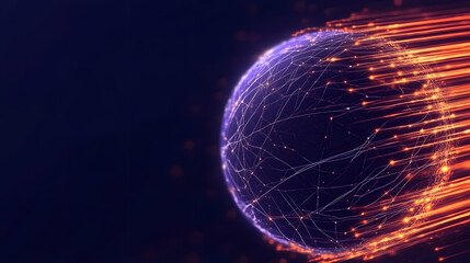 Abstract Illustration of Global Connectivity with Light Trails Effect