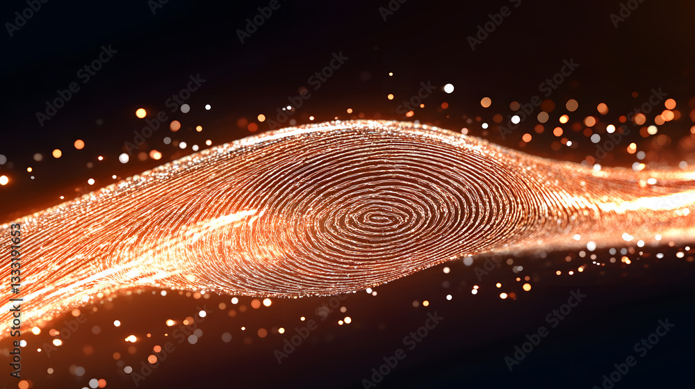 Poster abstract light waves with fingerprint patterns and glittering effects