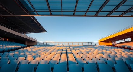 Fototapeta premium Empty Stadium Seats Under Covered Roof.