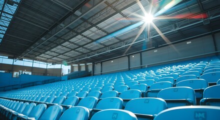 Obraz premium Empty Stadium Seats Under Covered Roof.
