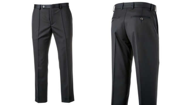 Classic Dark Gray Mens Trousers, Impeccably Tailored For A Sharp, Sophisticated Look, Showcasing Clean Lines And A Refined Fit Against A Pure White Backdrop Isolated on Transparent Background