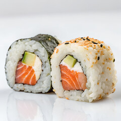 sushi on a white background