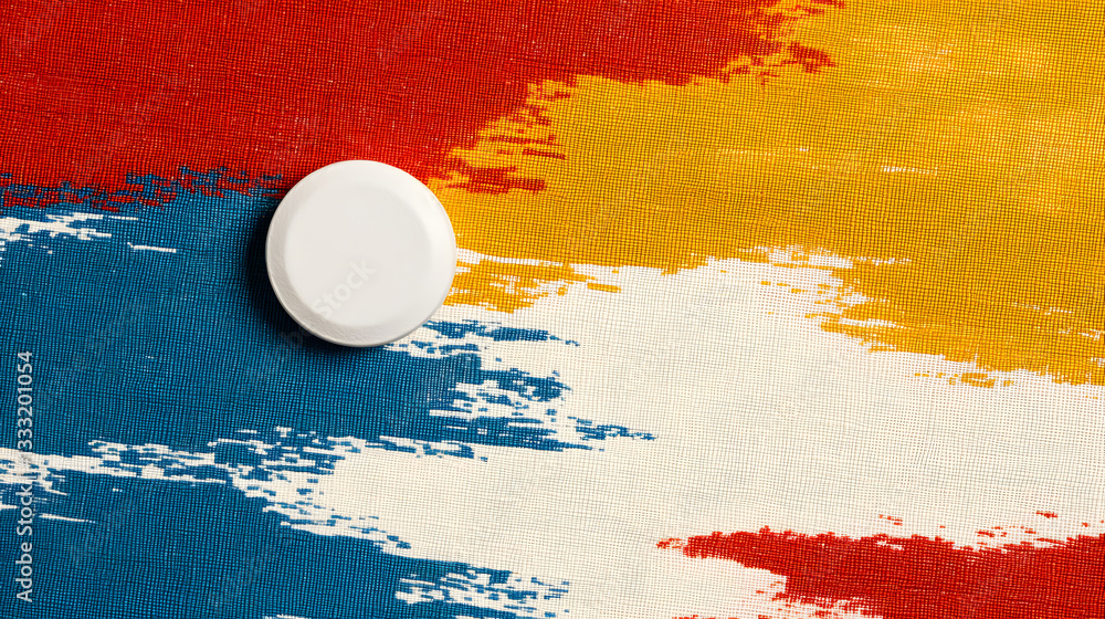 Poster bright colorful abstract background with round white button detail