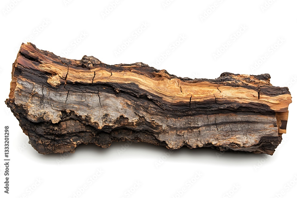 Poster old tree bark texture isolated on white background. clipping path included.