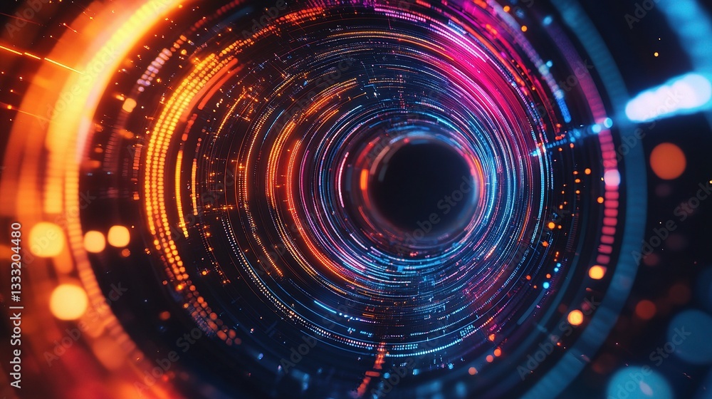 Poster colorful abstract technology background with dynamic light lines