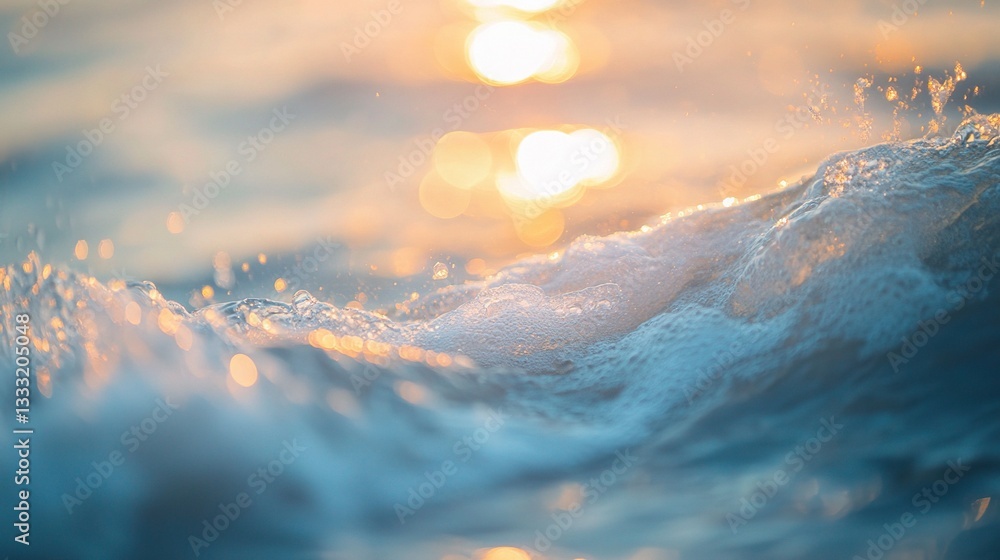 Poster soft blurred waves with light reflections in gentle abstract style
