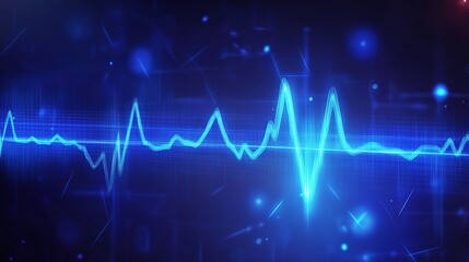 Fototapeta premium Abstract Blue Digital EKG Line Background for Healthcare Design