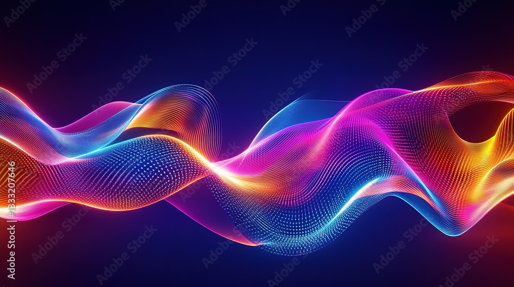 Poster dynamic neon glow lines in abstract digital art design