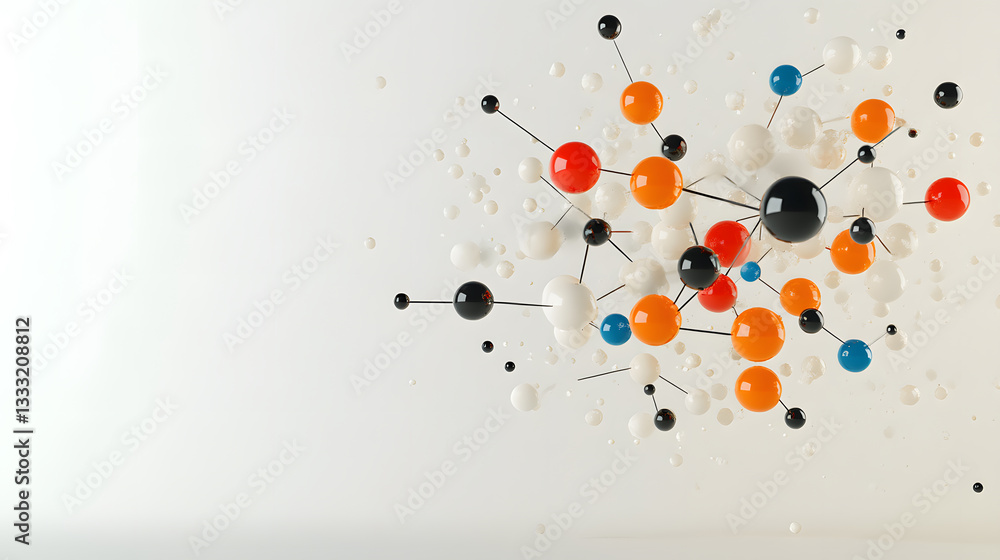 Poster colorful 3d molecular structure with abstract design elements