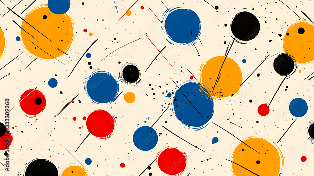 Poster colorful abstract pattern with circles and lines on light background