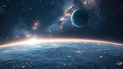 Obraz premium Stunning View of Earth from Space with Distant Celestial Bodies